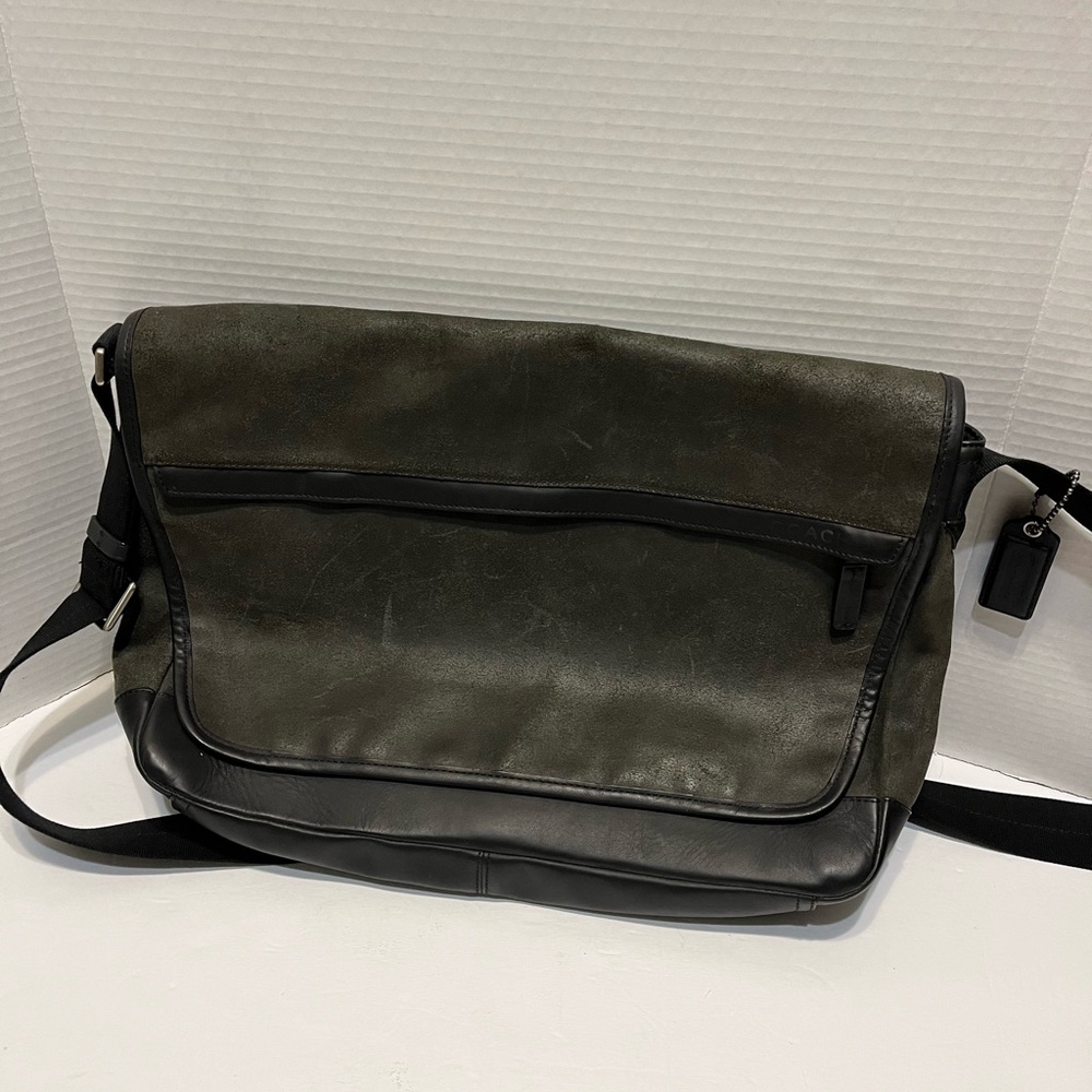 Coach Black Leather Messenger Bag with hang tag Coach leather goods luxury